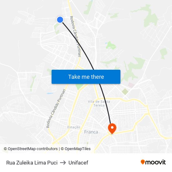 Rua Zuleika Lima Puci to Unifacef map