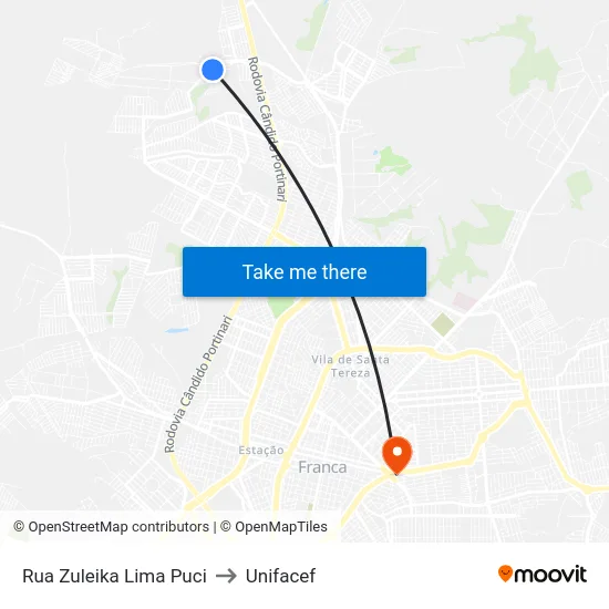 Rua Zuleika Lima Puci to Unifacef map