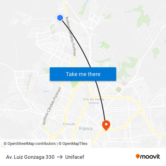 Av. Luiz Gonzaga 330 to Unifacef map