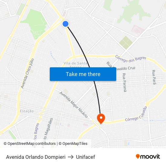 Avenida Orlando Dompieri to Unifacef map