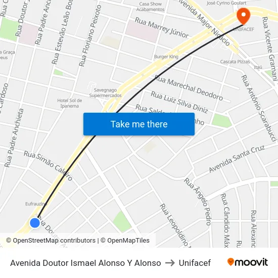 Avenida Doutor Ismael Alonso Y Alonso to Unifacef map