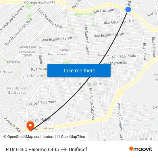 R Dr Helio Palermo 6405 to Unifacef map
