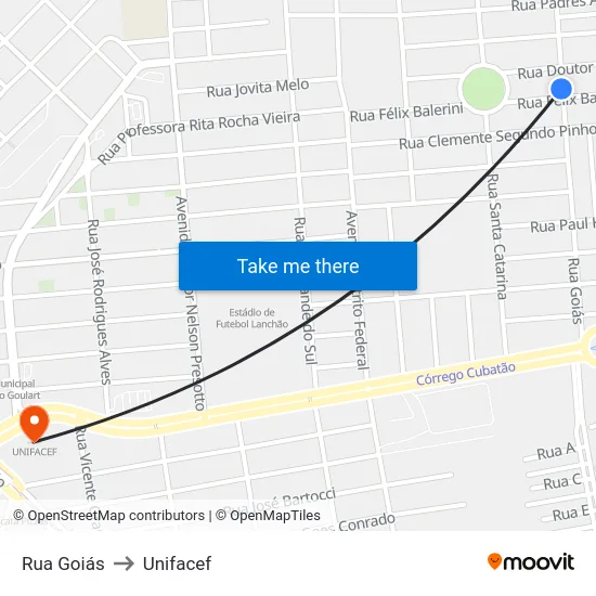 Rua Goiás to Unifacef map
