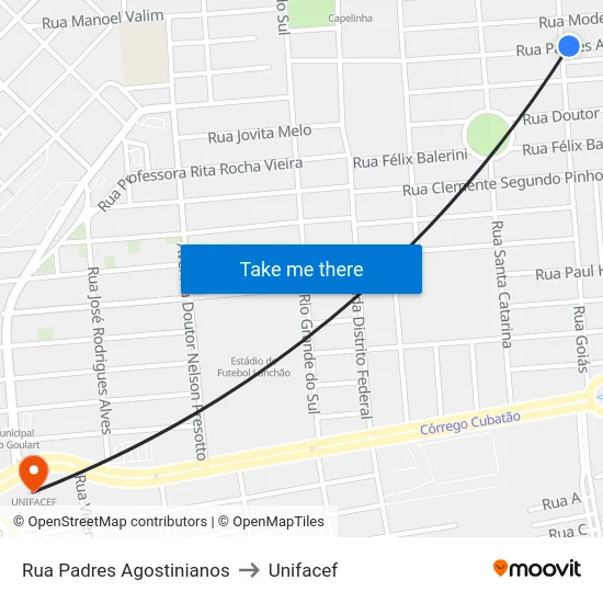 Rua Padres Agostinianos to Unifacef map