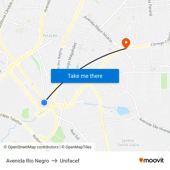 Avenida Rio Negro to Unifacef map
