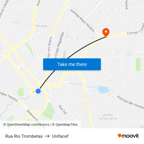 Rua Rio Trombetas to Unifacef map