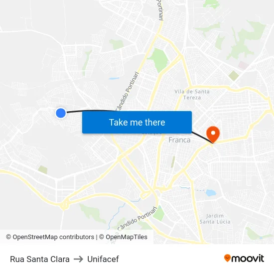 Rua Santa Clara to Unifacef map