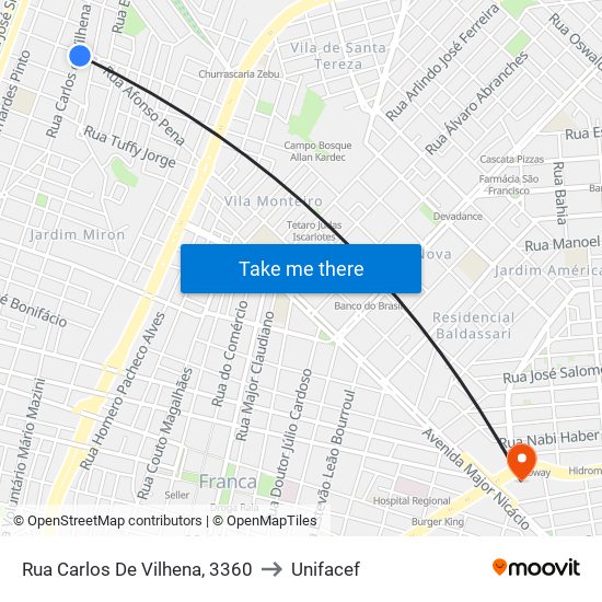 Rua Carlos De Vilhena, 3360 to Unifacef map