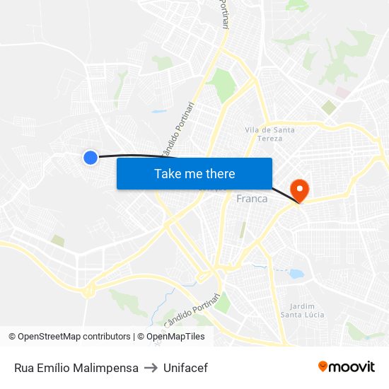 Rua Emílio Malimpensa to Unifacef map