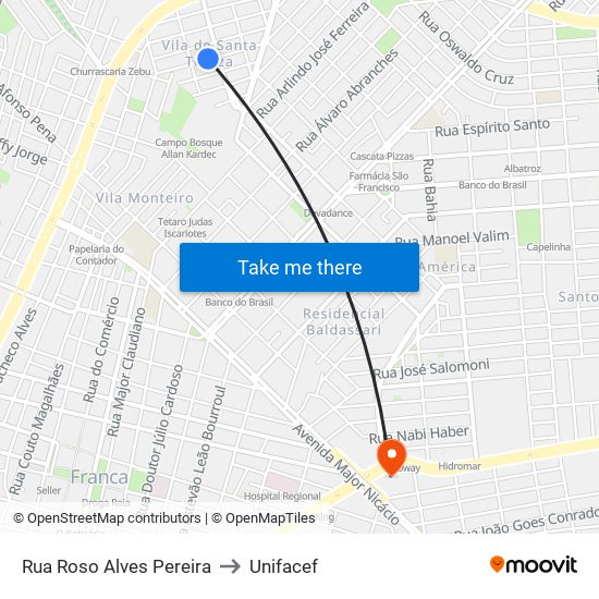 Rua Roso Alves Pereira to Unifacef map