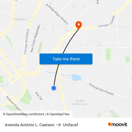 Avenida Antônio L. Caetano to Unifacef map