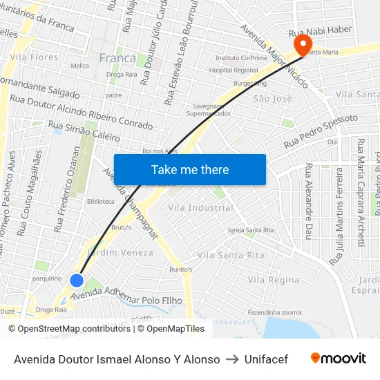 Avenida Doutor Ismael Alonso Y Alonso to Unifacef map