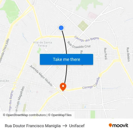 Rua Doutor Francisco Maníglia to Unifacef map