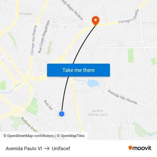 Avenida Paulo VI to Unifacef map