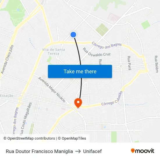 Rua Doutor Francisco Maníglia to Unifacef map