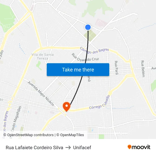 Rua Lafaiete Cordeiro Silva to Unifacef map