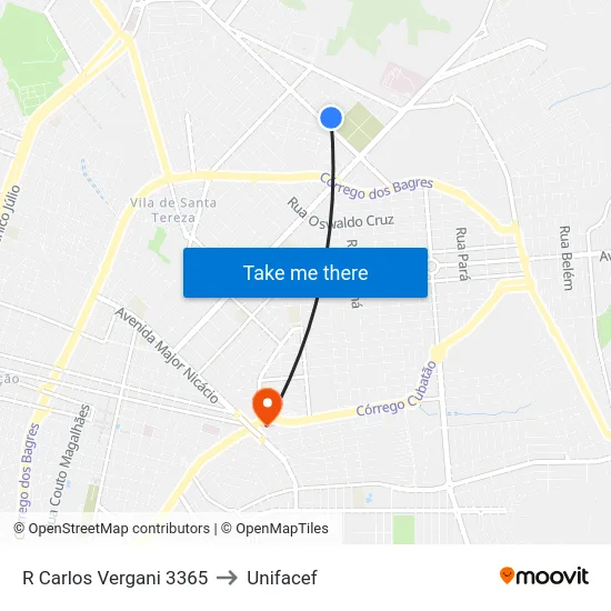 R Carlos Vergani 3365 to Unifacef map