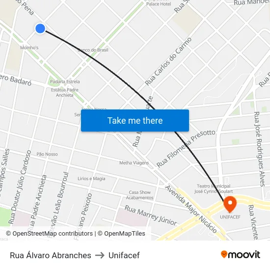 Rua Álvaro Abranches to Unifacef map