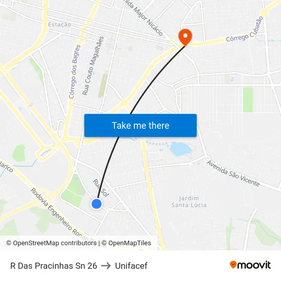 R Das Pracinhas Sn 26 to Unifacef map