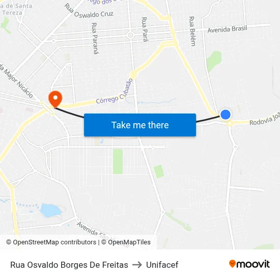 Rua Osvaldo Borges De Freitas to Unifacef map
