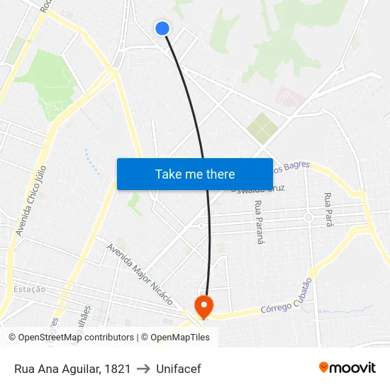 Rua Ana Aguilar, 1821 to Unifacef map