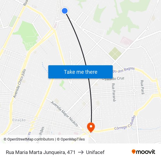 Rua Maria Marta Junqueira, 471 to Unifacef map