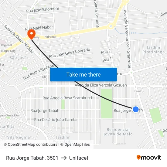 Rua Jorge Tabah, 3501 to Unifacef map