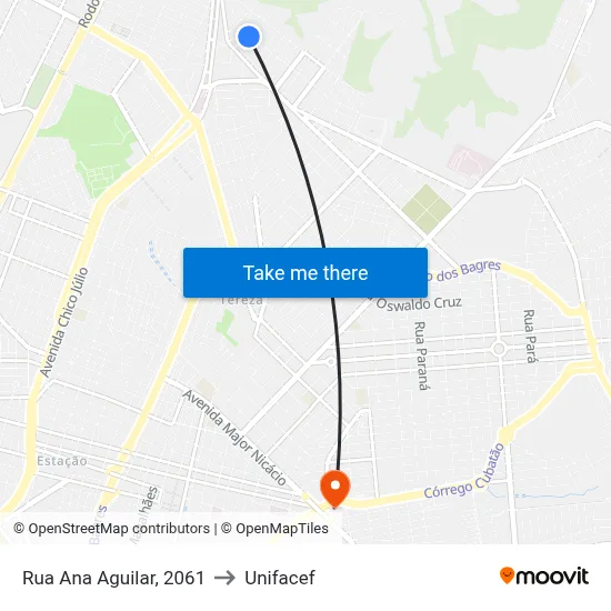 Rua Ana Aguilar, 2061 to Unifacef map