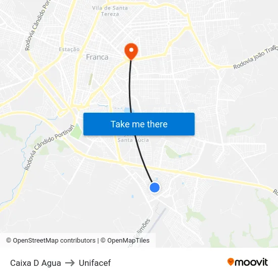 Caixa D Agua to Unifacef map