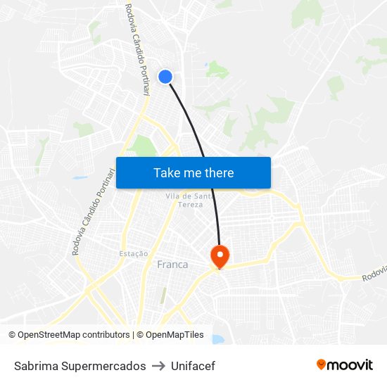 Sabrima Supermercados to Unifacef map