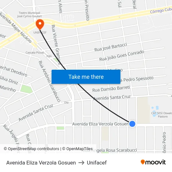 Avenida Eliza Verzola Gosuen to Unifacef map