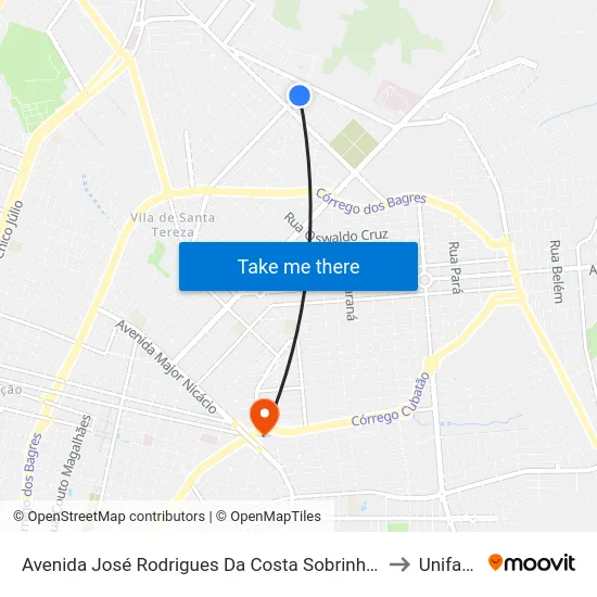 Avenida José Rodrigues Da Costa Sobrinho, 2430 to Unifacef map