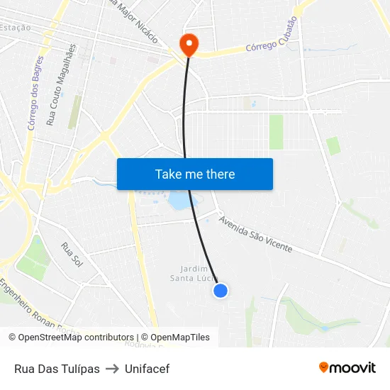 Rua Das Tulípas to Unifacef map