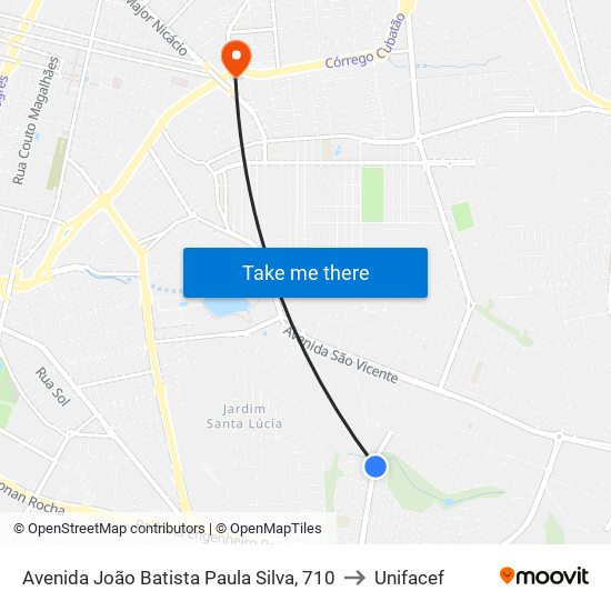 Avenida João Batista Paula Silva, 710 to Unifacef map