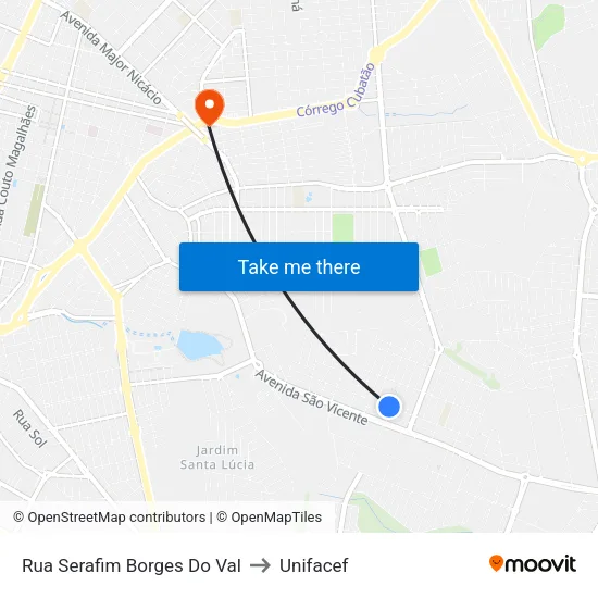 Rua Serafim Borges Do Val to Unifacef map