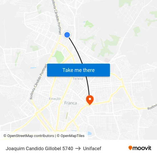 Joaquim Candido Gillobel 5740 to Unifacef map