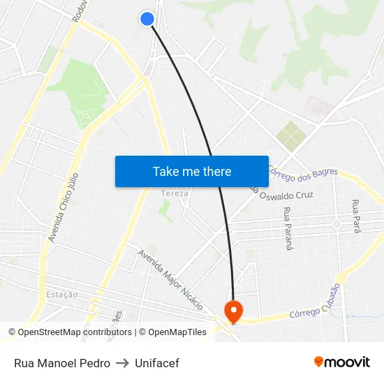 Rua Manoel Pedro to Unifacef map