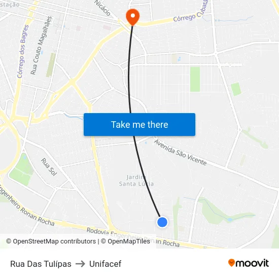 Rua Das Tulípas to Unifacef map