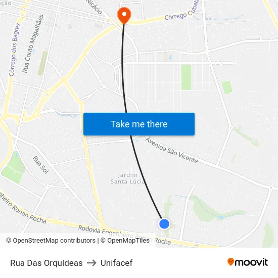 Rua Das Orquídeas to Unifacef map