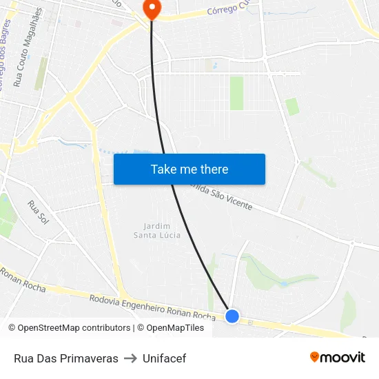 Rua Das Primaveras to Unifacef map