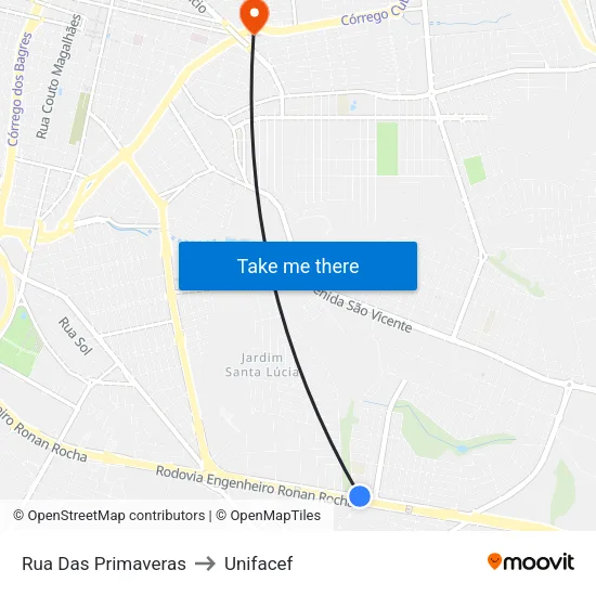 Rua Das Primaveras to Unifacef map