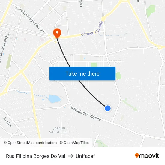 Rua Filipina Borges Do Val to Unifacef map
