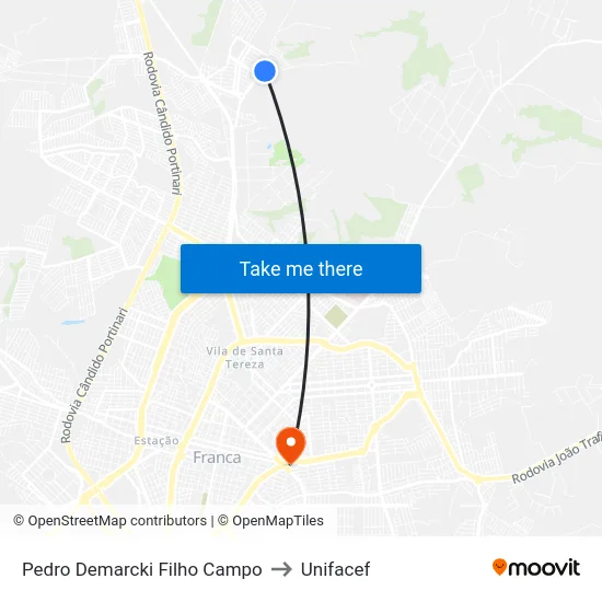 Pedro Demarcki Filho Campo to Unifacef map