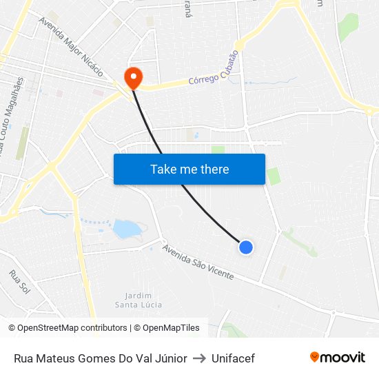 Rua Mateus Gomes Do Val Júnior to Unifacef map