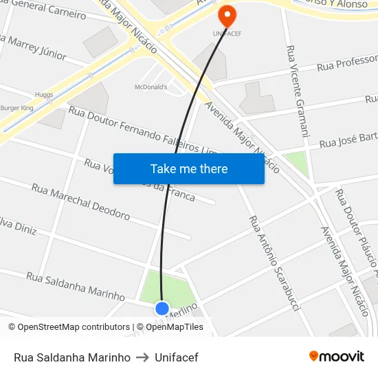 Rua Saldanha Marinho to Unifacef map