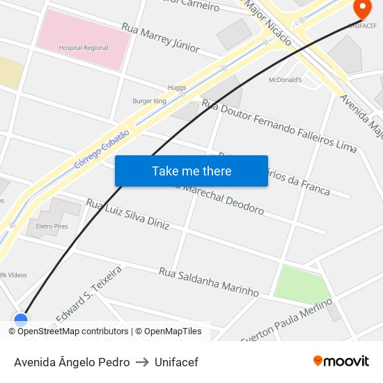 Avenida Ângelo Pedro to Unifacef map