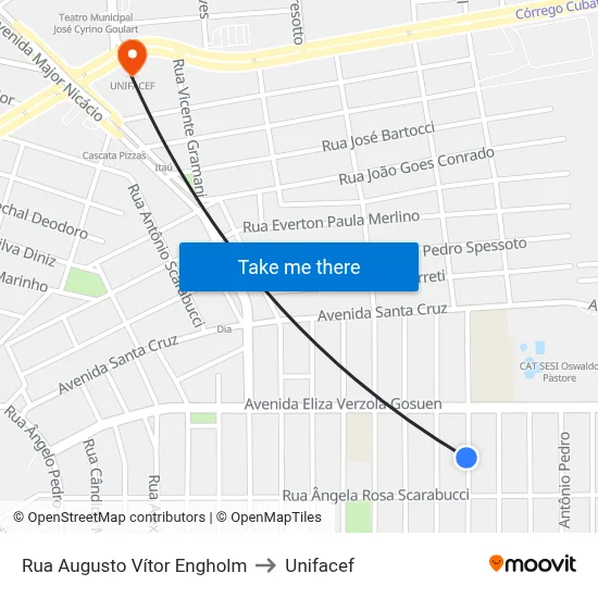 Rua Augusto Vítor Engholm to Unifacef map