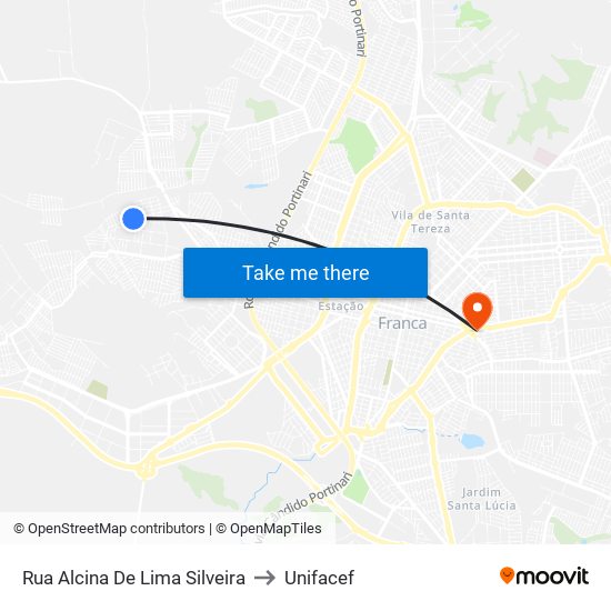 Rua Alcina De Lima Silveira to Unifacef map