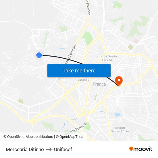 Mercearia Ditinho to Unifacef map