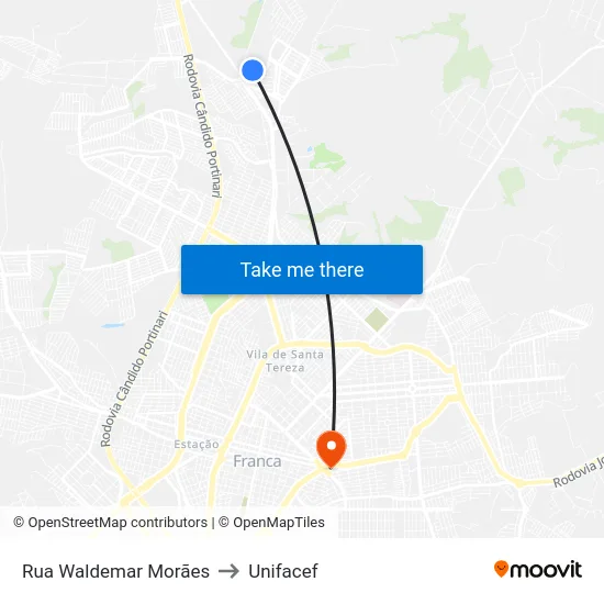 Rua Waldemar Morães to Unifacef map
